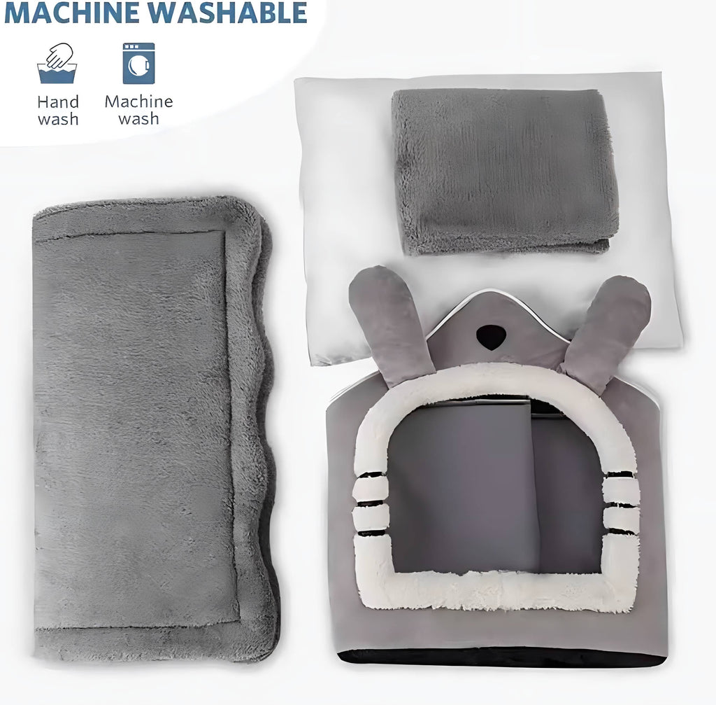 Maison Cozy WarmPaws™ – Lit & Tente Doux pour Chiens et Chats