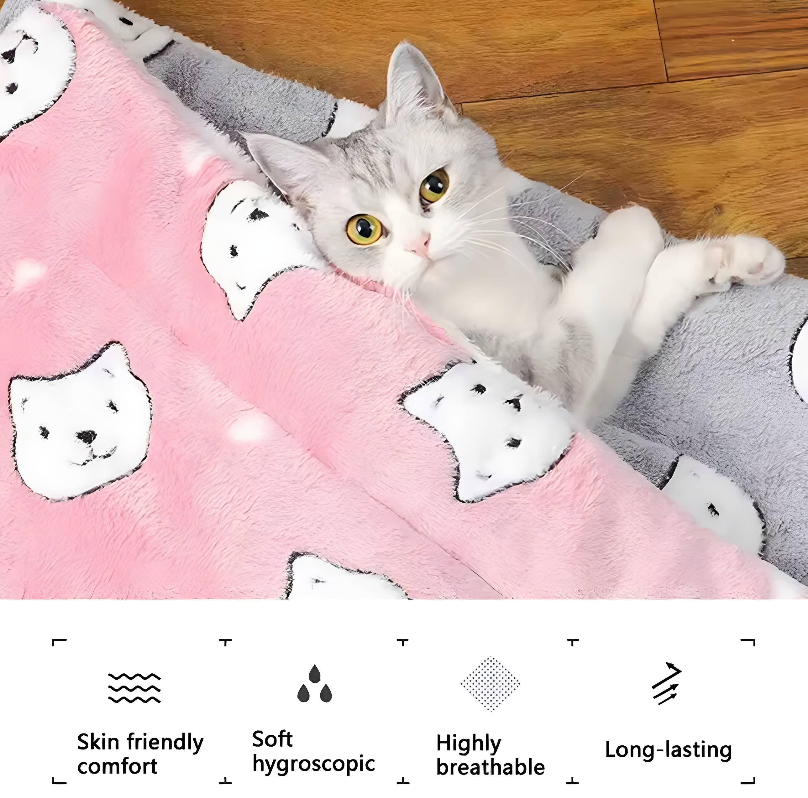 Tapis de couchage épais en flanelle respirante pour chat, coussin doux pour petit chien, couverture chaude d'hiver pour chat