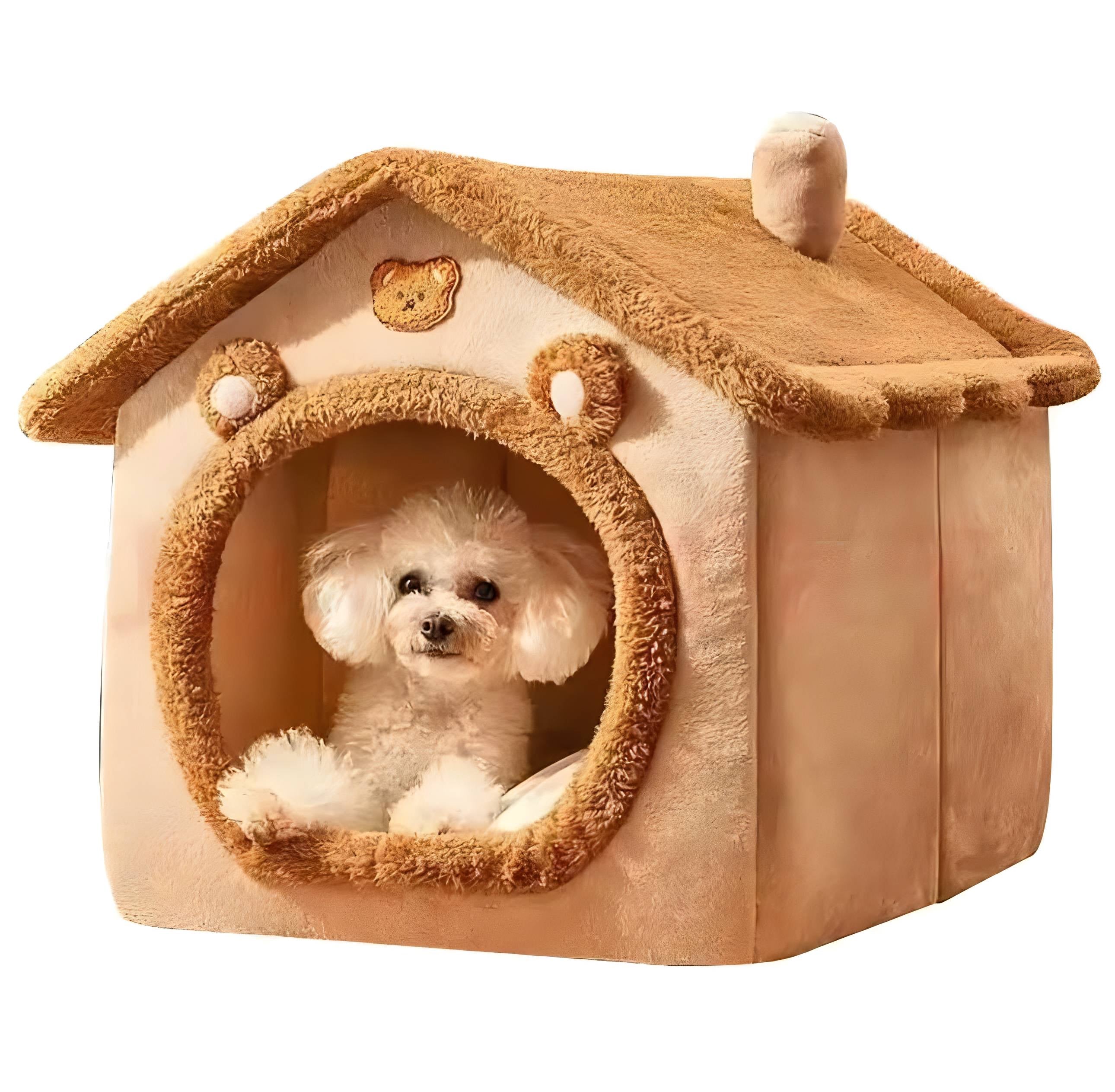 Maison Cozy WarmPaws™ – Lit & Tente Doux pour Chiens et Chats